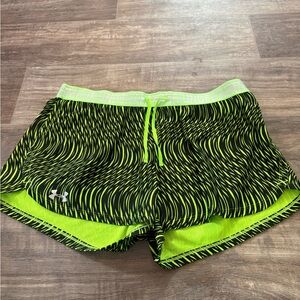Under Armour Women's Vibrant Green and Black Athletic Shorts